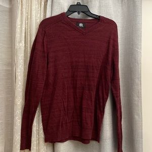 Mens large burgundy v neck sweater shirt